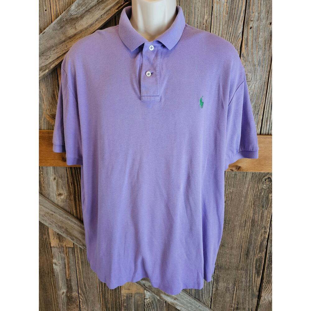 Polo ralph lauren sz XL lightweight purple polo preppy 90s casual soft mens #
